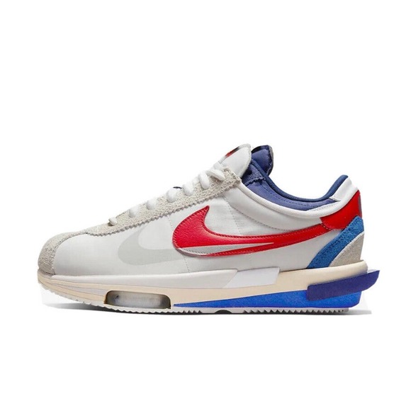Nike x Sacai Zoom Cortez 4.0 Mens 10.5 OG White Red Blue DQ0581-100 DS - Picture 2 of 6